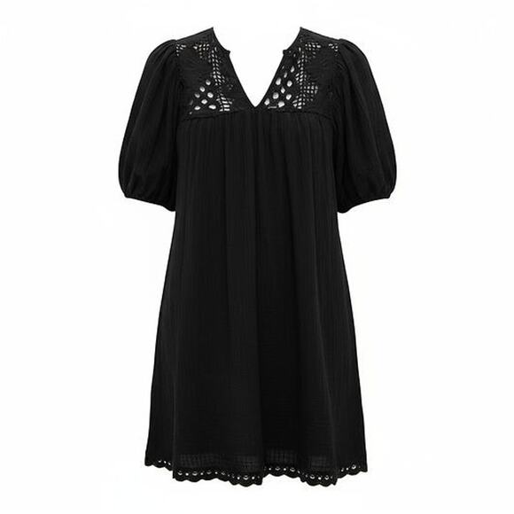 HYACINTH HOUSE Black Crochet Diana Mini Dress Size L NWT Retail $148 Tuckernuck - Picture 8 of 8